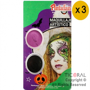 MAQUILLAJE ARTISTICO LILA Y NEGRO (BLISTER X 2 UNID - 4 GR) (PACK X 3 BLISTER)